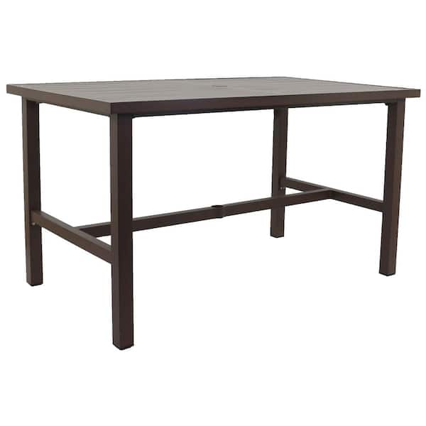 Madison 65 in. Balcony Table with umbrella hole. All alum frame in powder coating