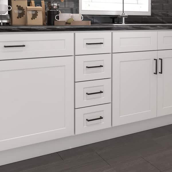 12 in. W 24 in. H 34.5 in. D Ready to Assemble Plywood Base Kitchen Cabinet in Painted White with 4 Drawer