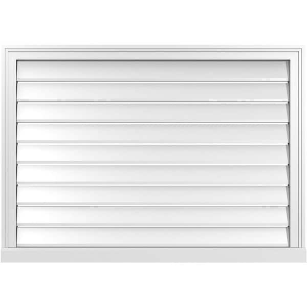 Ekena Millwork 42" x 30" Vertical Surface Mount PVC Gable Vent: Functional with Brickmould Sill Frame