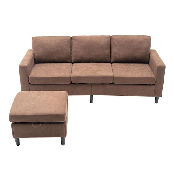 Wateday 77.90 in. W Square Arm 2-piece Polyester L-Shape Sectional Sofa in Brown