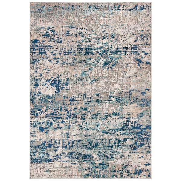 SAFAVIEH Madison Grey/Blue Doormat 2 ft. x 4 ft. Abstract Gradient Area Rug