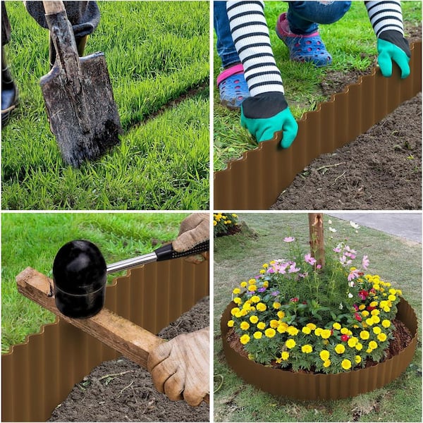 Oyezvary 20 ft. x 6 in. Corrugated Metal Garden Edging Bronze