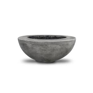 Stanford 39 in. W x 18 in. H Outdoor Round Cement Liquid Propane Fire Pit Kit Bowl in Pewter Color w/ 27 lbs. Lava Rock