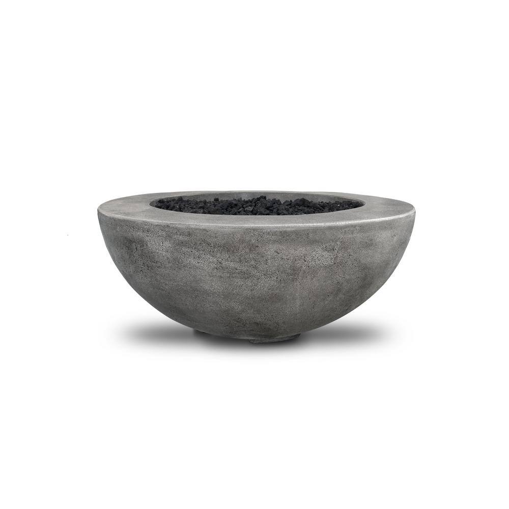 Stanford 39 in. W x 18 in. H Outdoor Round Cement Natural Gas Fire Pit Kit Bowl in Pewter Color