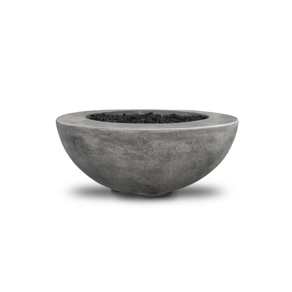 Stanford 39 in. W x 18 in. H Outdoor Round Cement Natural Gas Fire Pit Kit Bowl in Pewter Color w/ 27 lbs. of Lava Rock price history on PriceWatchPro