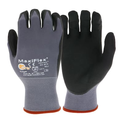 MaxiFlex Ultimate Men's Large Gray Nitrile Coated Work Gloves
