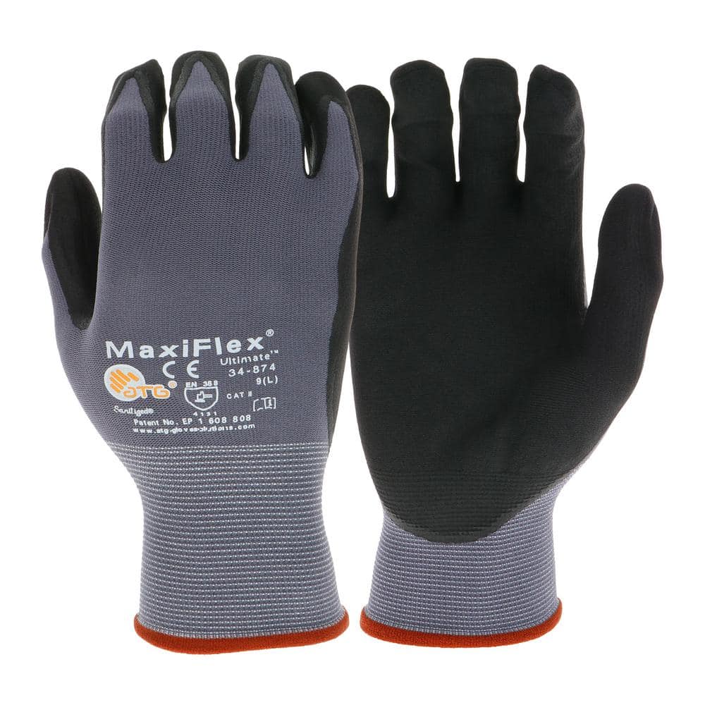 ATG MaxiFlex Ultimate Men's Medium Gray Nitrile Coated Work Gloves with  Touchscreen Capability 34-874T/MVPD72 - The Home Depot