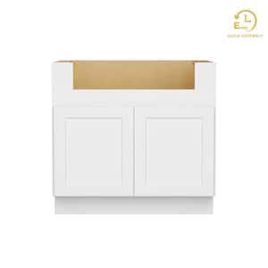 Easy-DIY 36-in W x 24-in D x 34.5-in H in Shaker White Ready to Assemble Farm Sink Bases Kitchen Cabinet