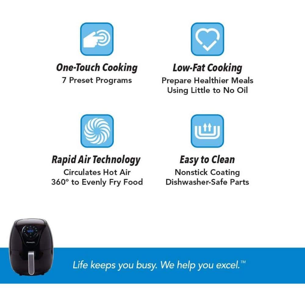 Black Programmable Electric Air Fryer with Touch Control