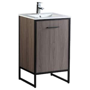 Vdara 20 in. W x 18.11 in. D x 33.5 in. H Bathroom Vanity Side Cabinet in Gray Taupe with White Ceramic Top