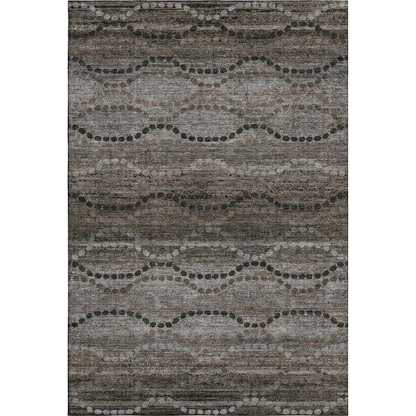 Mayfield Premium Machine Washable Abstract AMF2031 Chocolate 3 ft. x 4 ft. Area Rug