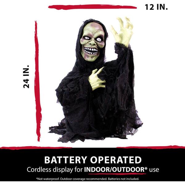 Haunted Hill Farm HHFJMAN-1LSA 24 in Pop-Up Animatronic Ghoul Indoor/Outdoor... 