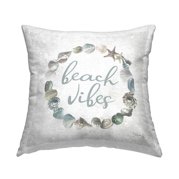 Stupell Industries Beach Vibes Shell Wreath Outdoor Printed Throw Pillow by Marla Rae