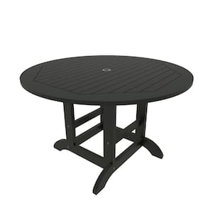 Black Round Recycled Plastic Outdoor Dining Table