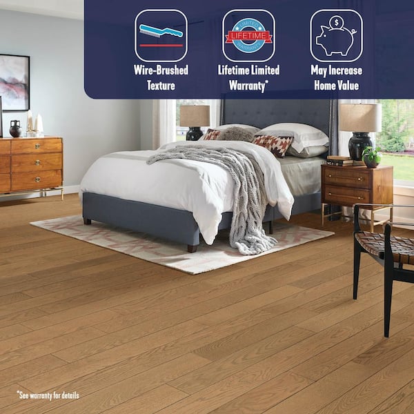American Vintage Hazelnut Red Oak 3/4 in. T x 5 in. W Wire Brushed Solid Hardwood Flooring (23.5 sq.ft./ctn)