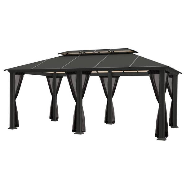 Paragon Outdoor Santa Monica 12 ft. x 20 ft. Black Gazebo with Mosquito ...