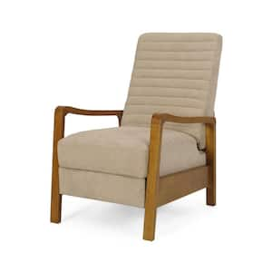 Judith Sand and Teak Fabric Channel Stitch Pushback Recliner Chair