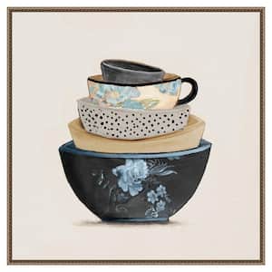"A Stack Of Blue Bowls" by Patricia Pinto 1-Piece Floater Frame Giclee Food Canvas Art Print 30 in. x 30 in.