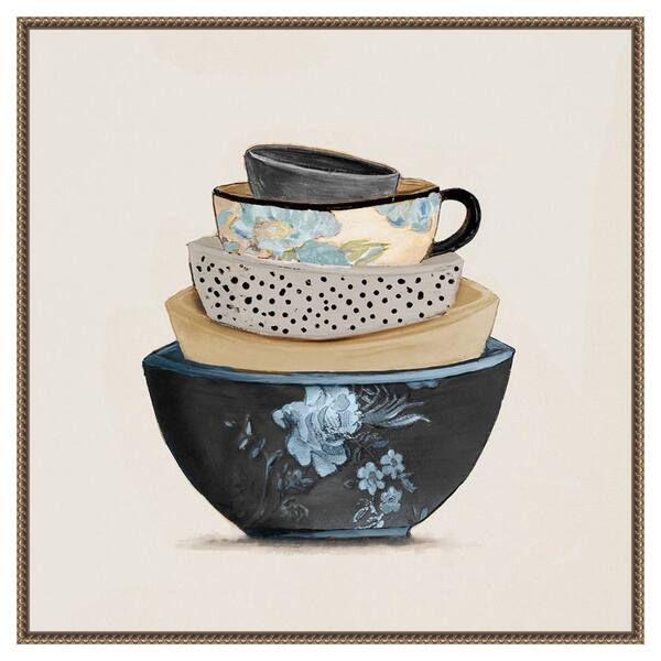 Amanti Art "A Stack Of Blue Bowls" by Patricia Pinto 1-Piece Floater Frame Giclee Food Canvas Art Print 30 in. x 30 in.