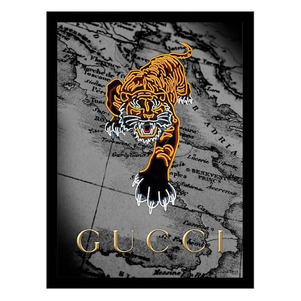 VENICE BEACH Collections Fashion Designer Tiger Image by Fairchild Paris Framed Graphic Print Abstract Poster Art Print 18 in. x 14 in.