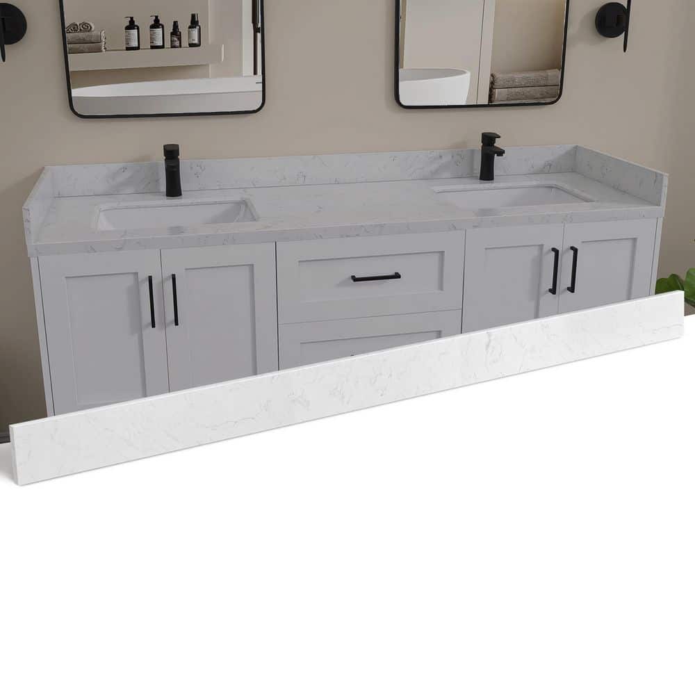 Zeafive Cala 66.3 in. W Cultured Marble Vanity Backsplash Bathroom
