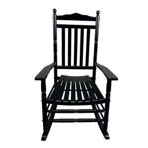 ANGELES HOME Black Wood High Back Outdoor Rocking Chair SA101-9HZ10DK ...