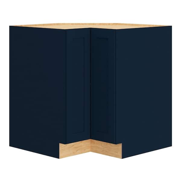 QuickShip Cottage 33 in. W x 24 in. D x 34.5 in. H Assembled Plywood Lazy Susan Corner Cabinet in Bermuda