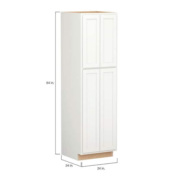 SIMPLY WOODMARK PRO Shaker Full Overlay 24 in. W x 24 in. D x 84 in. H Plywood Assembled Utility Kitchen Cabinet in Linen White