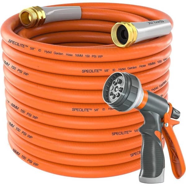 5/8 in. Dia x 50 ft. Heavy Duty Garden Hose with Sprayer Nozzle Kink-Less Hybrid Rubber Hose for Backyard
