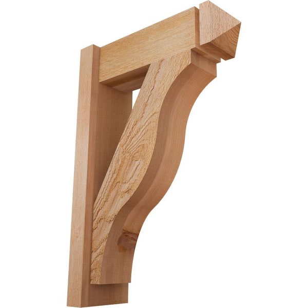 Ekena Millwork 6 in. x 26 in. x 18 in. Western Red Cedar Fuston Arts and Crafts Rough Sawn Outlooker