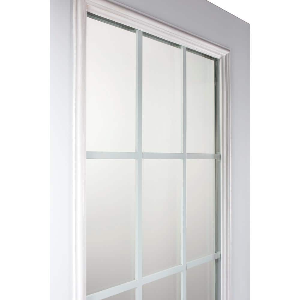 White Primed Steel Double Door with Clear Glass Panels