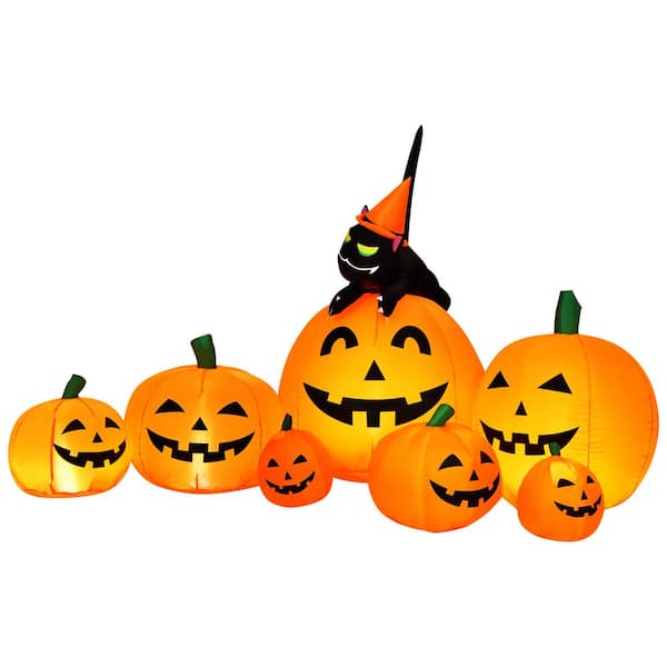 Gymax 7.5 ft. L Inflatable Pumpkin Combo Halloween Decoration with ...