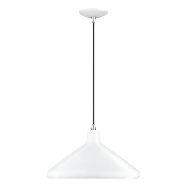 Livex Lighting Geneva 1-Light White Pendant Light with Metal Shade