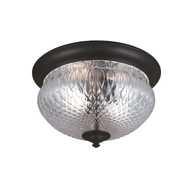 Generation Lighting Garfield Park 2-Light Outdoor Black Ceiling Flushmount with Clear Glass