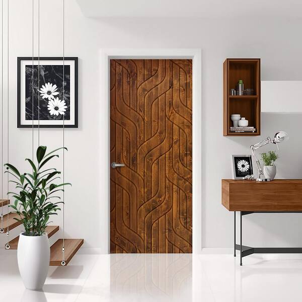 CALHOME 24 in. x 84 in. Hollow Core Walnut Stained Pine Wood