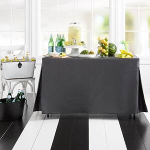 Tablevogue 24 in. W x 48 in. L Black Solid PEVA Fitted Table Cover