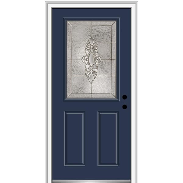 MMI Door 32 in. x 80 in. Heirlooms Left-Hand Inswing 1/2-Lite Decorative Painted Fiberglass Smooth Prehung Front Door