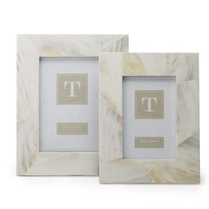 Ocean Sand White Mother of Pearl Picture Frames Includes 4 in. x 6 in. and 5 in. x 7 in. (Set of 2)