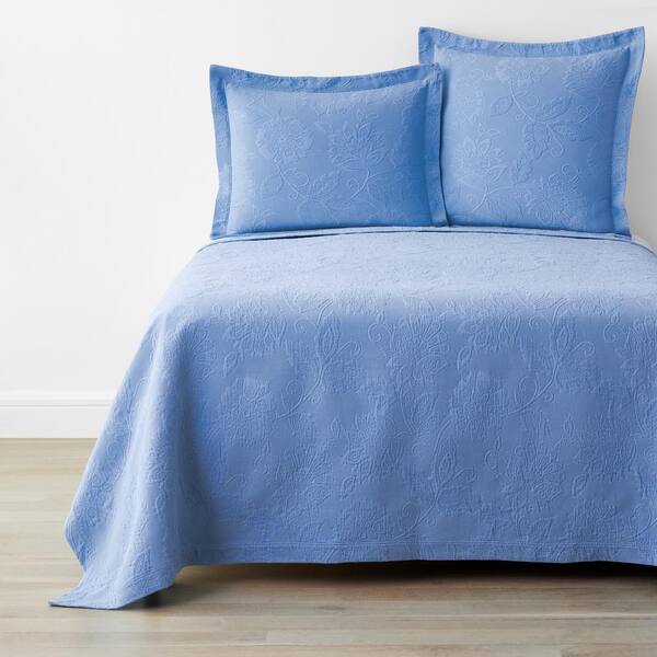 The Company Store Putnam Matelasse Cornflower Blue Cotton Queen