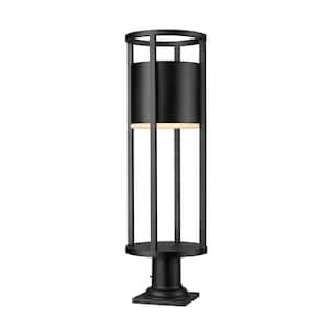 Luca 1-Light Black Aluminum Hardwired Outdoor Weather Resistant Post Light with Integrated LED