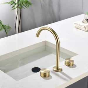 Amii 8 in. Widespread High Arc- Double-Handle Bathroom Faucet in Brushed Gold