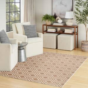 Casual Brown 4 ft. x 6 ft. Checker Contemporary Area Rug