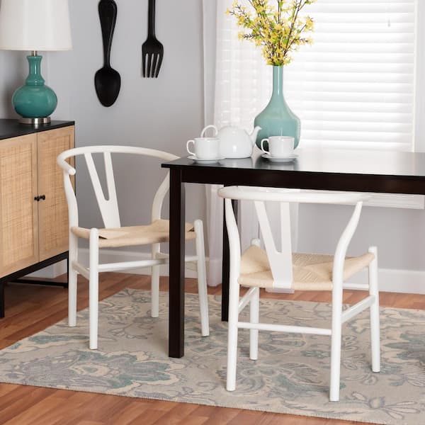 Paxton White and Beige Dining Chair (Set of 2)