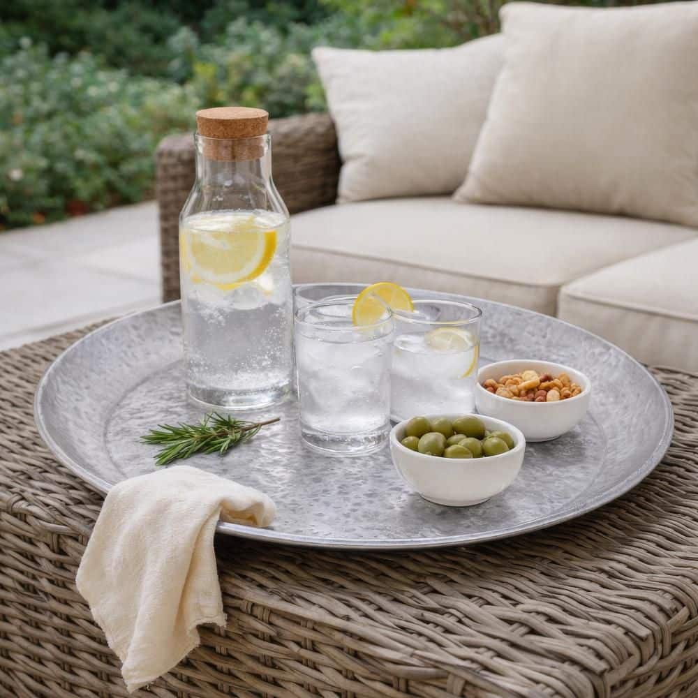 Vello Silver Round Metal 15 in. Bar Tray price history on PriceWatchPro