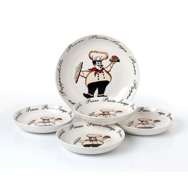 11 in. 52 fl. oz. Chef 5-Piece White Porcelain Pasta Serving Bowl Set (Set of 5)