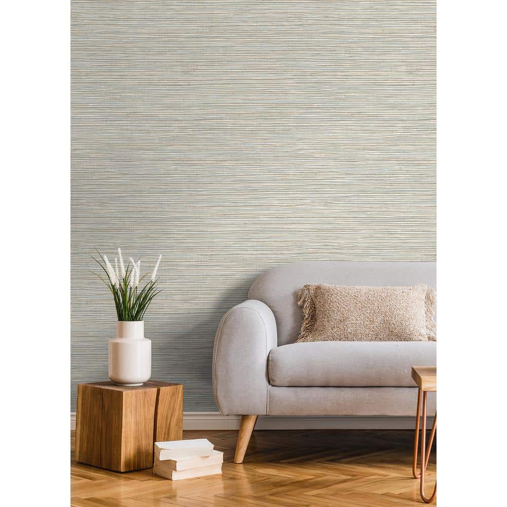 Alton Light Blue Faux Grasscloth 3D Non-Woven Wallpaper