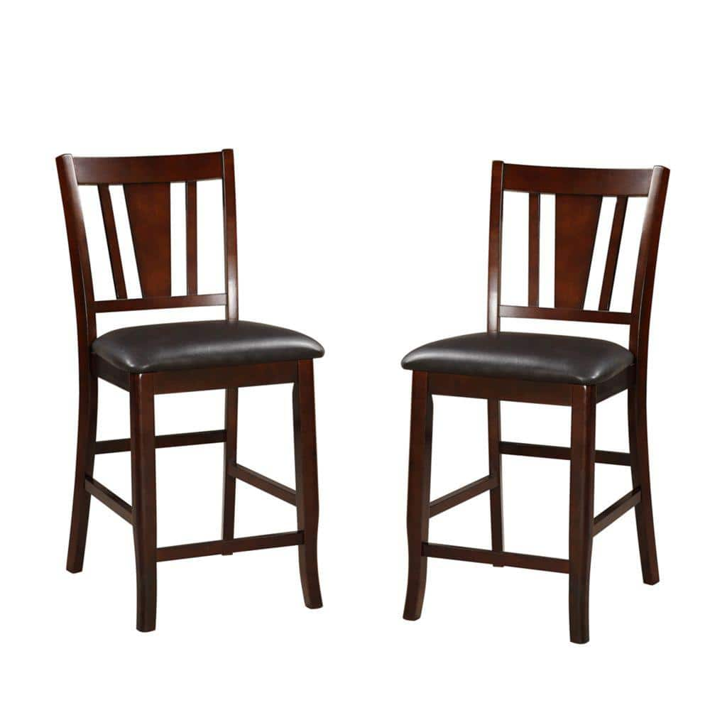 Benjara 41 in. H Dark Brown and Black Wooden High Chair (Set of 2 ...