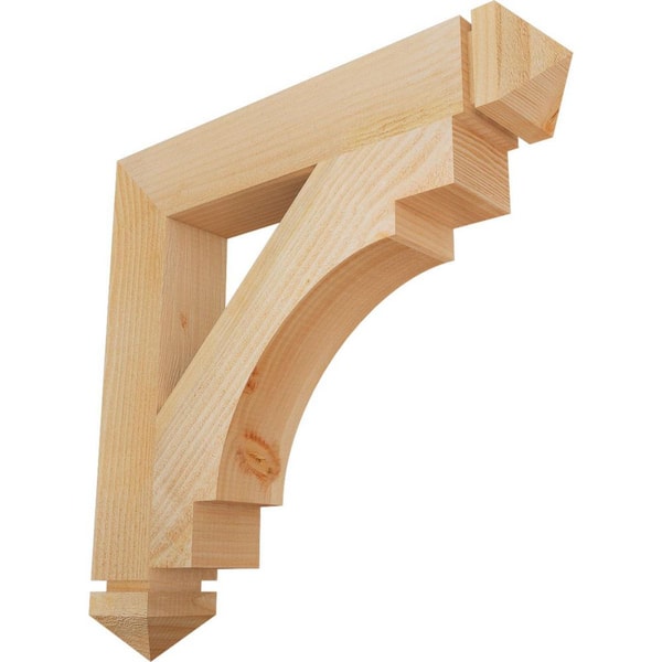 Ekena Millwork 4 in. x 24 in. x 24 in. Douglas Fir Merced Arts and Crafts Rough Sawn Bracket
