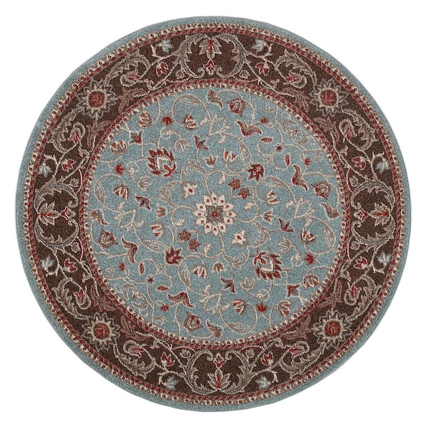 Concord Global Trading Chester Flora Blue 5 ft. Round Area Rug