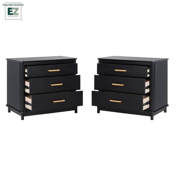 [  ]★MEN'S LIMITED EDITION DRAWERS 3-PIECE SET Walker Edison Furniture Company Contemporary Black 3-Drawer